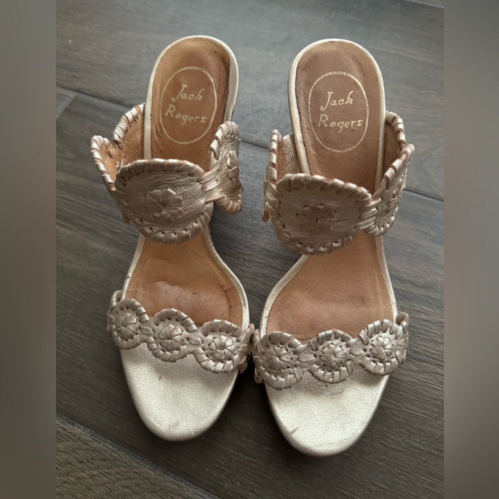 Jack Rogers Gold Wedges Size 6.5